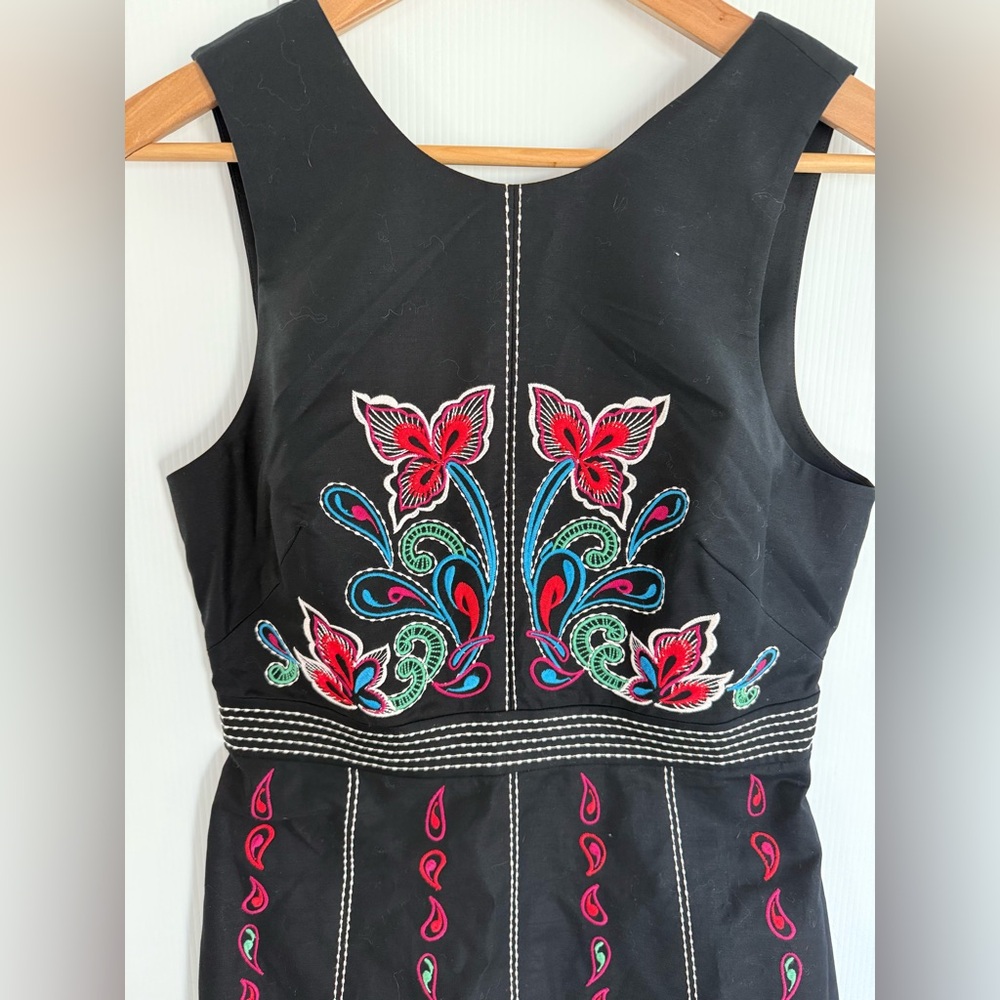 MAEVE from ANTHROPOLOGIE Black Dress with Vibrant Embroidery - Picture 3 of 10